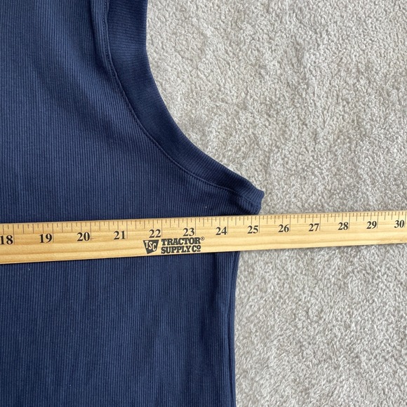 NWOT Lands' End Women's XXL Navy Blue Sleeveless Belted Midi Dress Ribbed Knit - Picture 4 of 9